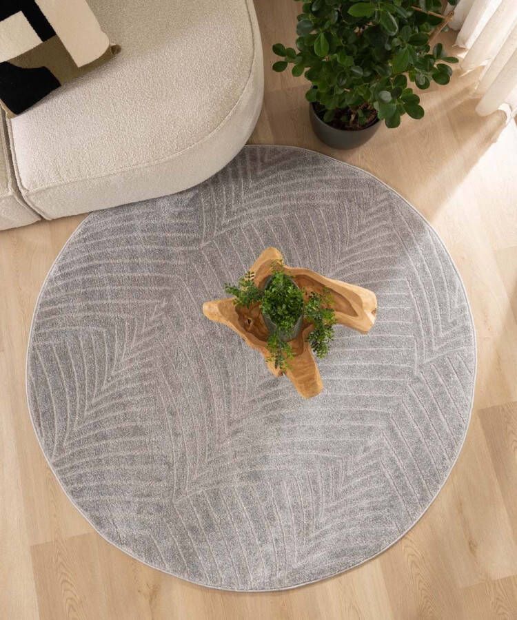 Nordic Weavers Rond vloerkleed Scandinavisch Contour Leaf grijs 250 cm rond
