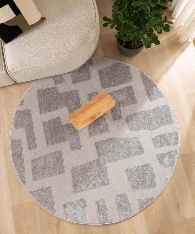 Nordic Weavers Rond vloerkleed Scandinavisch Contour Stone grijs 240 cm rond