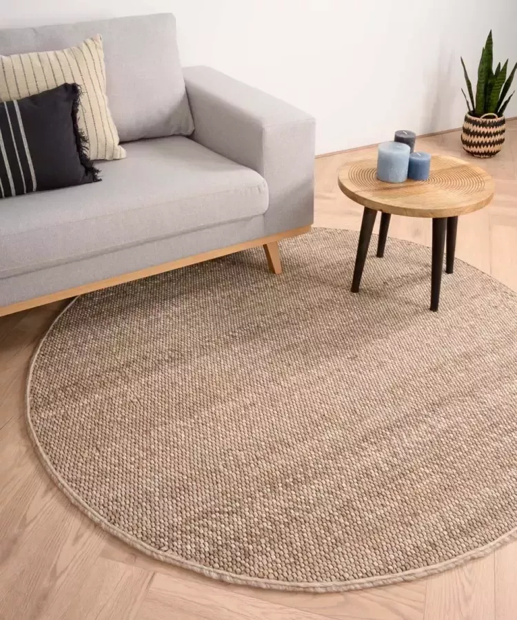 Nordic Weavers Rond wollen vloerkleed Lett beige 300 cm rond