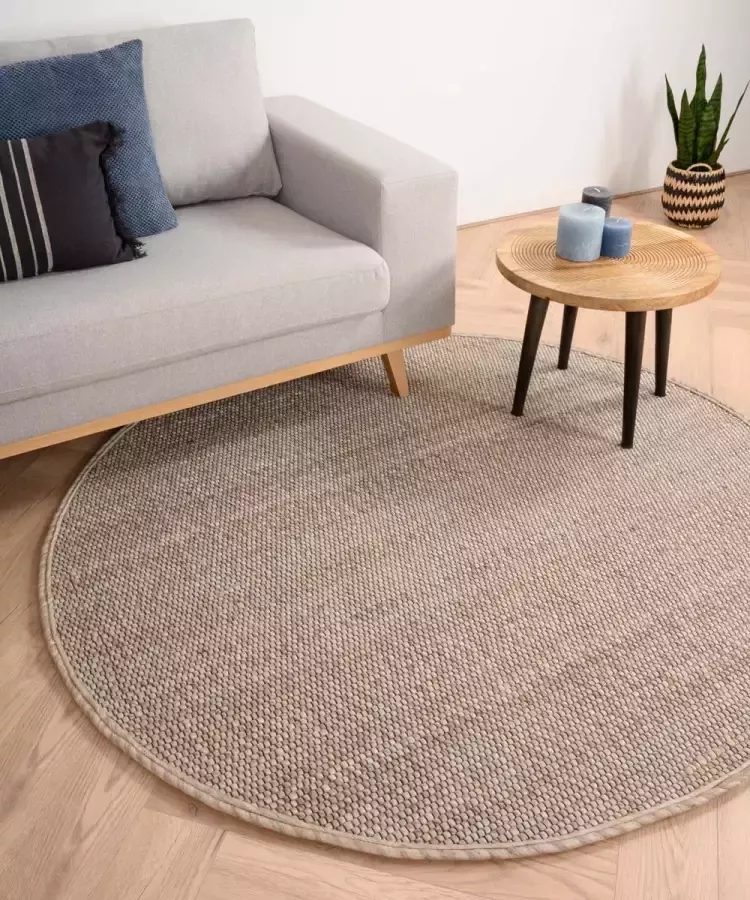 Nordic Weavers Rond wollen vloerkleed Lett beige|crème 120 cm rond