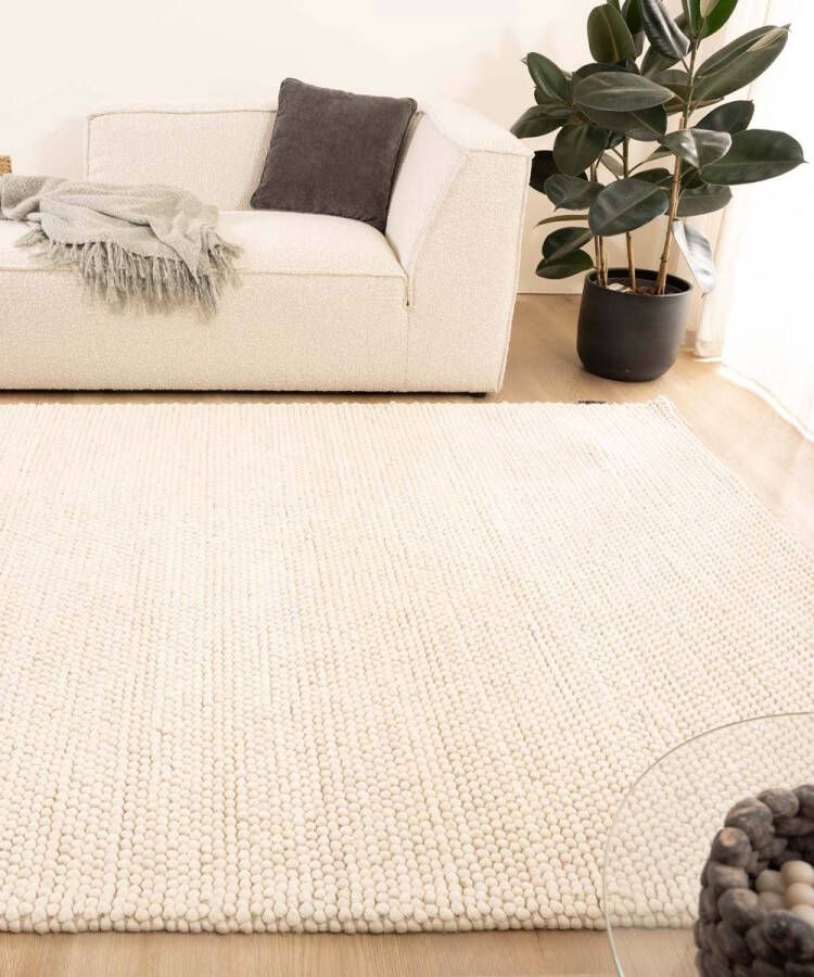Nordic Weavers Wollen vloerkleed Fjell wit 160x240 cm