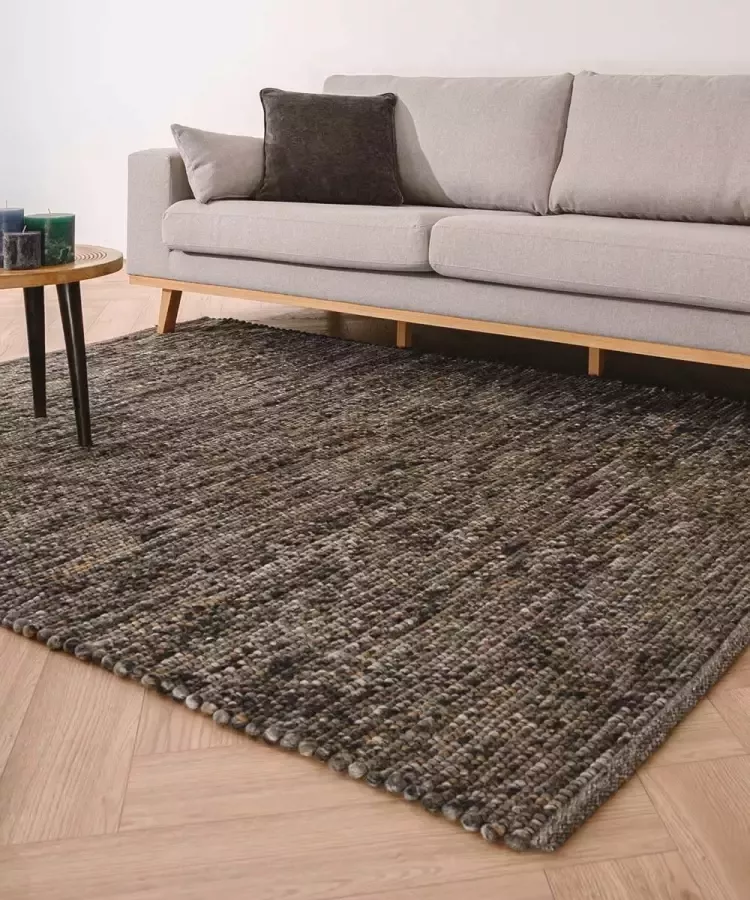 Nordic Weavers Wollen vloerkleed Lett grijs|bruin 60x120 cm