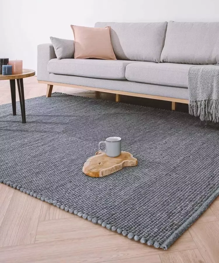 Nordic Weavers Wollen vloerkleed Lett staalblauw 200x290 cm