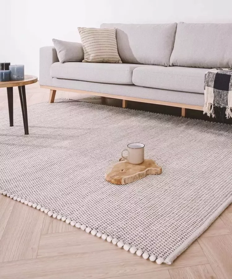 Nordic Weavers Wollen vloerkleed Lett wit 60x120 cm