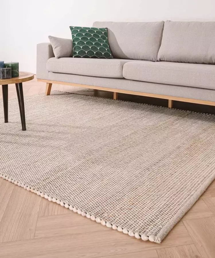 Nordic Weavers Wollen vloerkleed Lett wit|beige 140x200 cm
