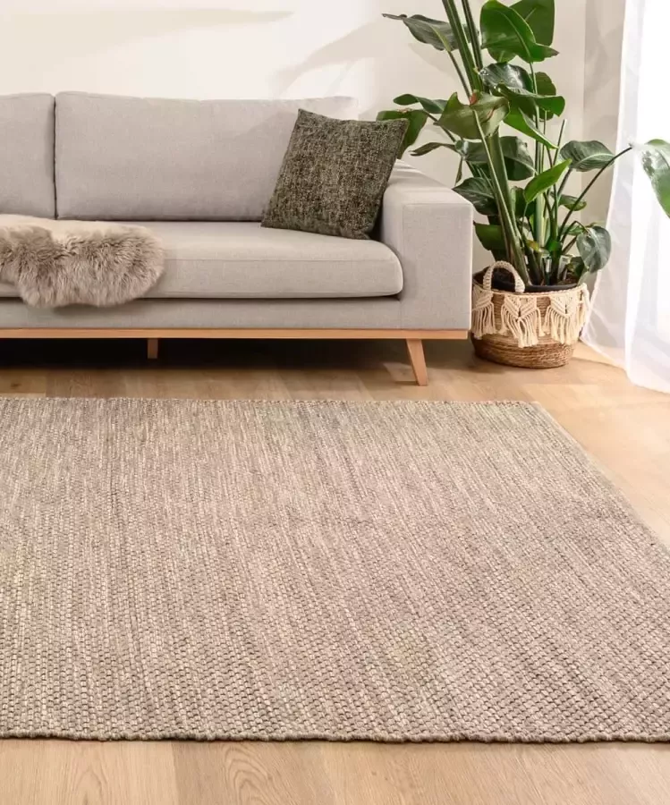 Nordic Weavers Wollen vloerkleed Odda grijs|taupe 160x230 cm