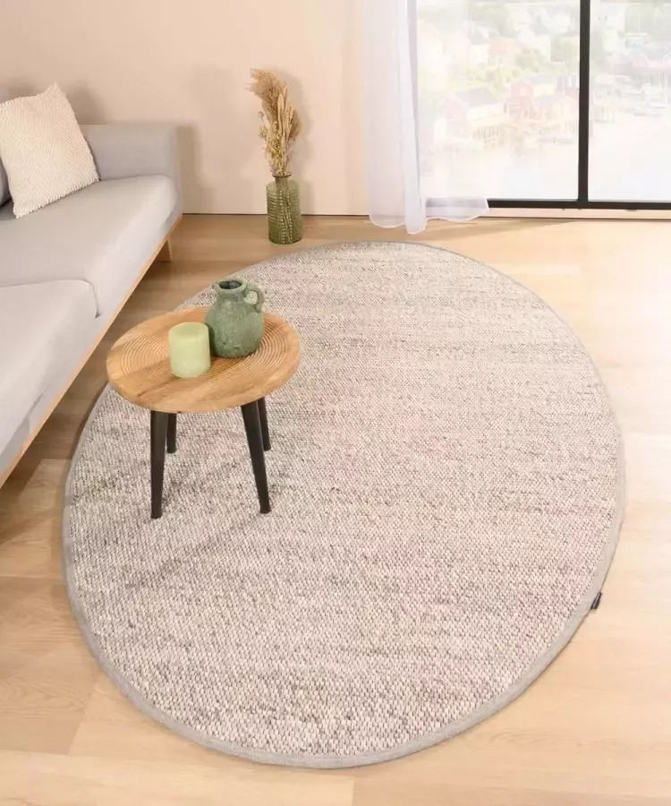 Nordic Weavers Wollen vloerkleed ovaal Lett lichtgrijs 152x245 cm