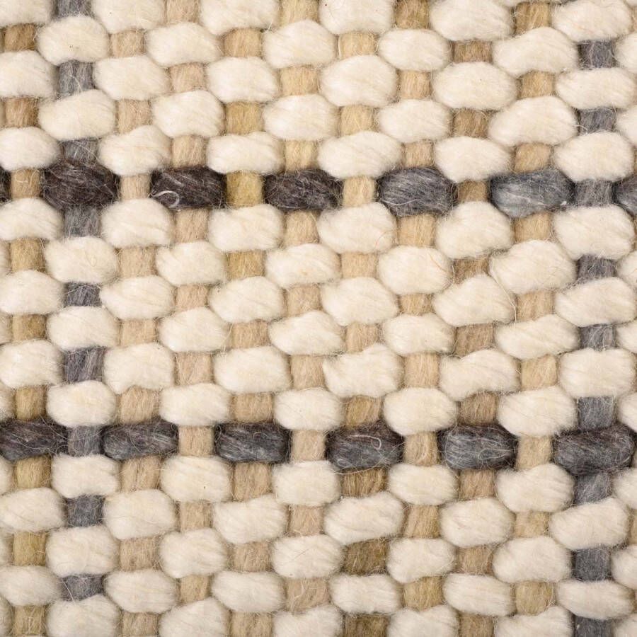 Nordic Weavers Wollen vloerkleed Verdal crème|grijs 140x200 cm