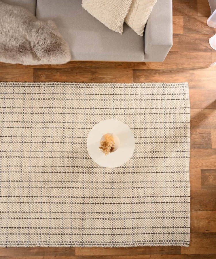 Nordic Weavers Wollen vloerkleed Verdal crème|grijs 240x340 cm