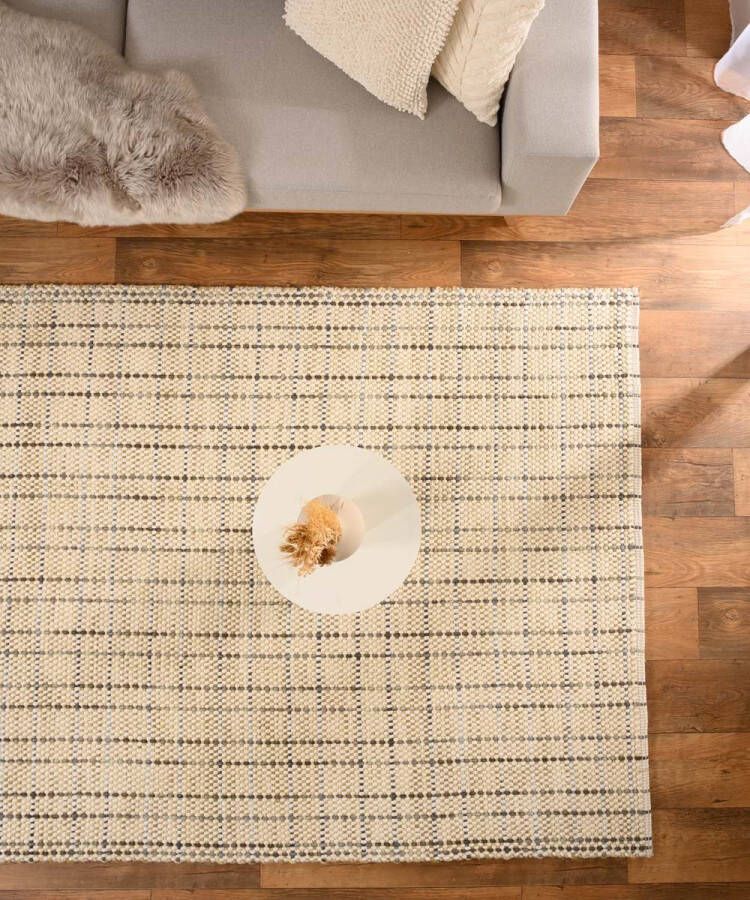 Nordic Weavers Wollen vloerkleed Verdal crème|groen 240x340 cm
