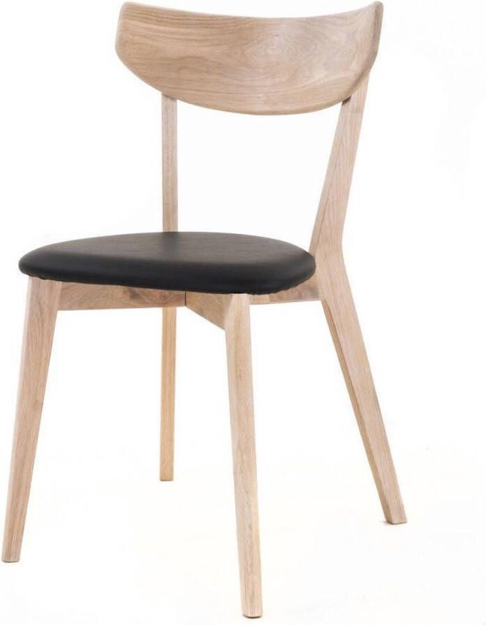 Rowico Home Ami Eetkamerstoel Whitewash Eikenhout Met Zwart Zitkussen Kunstleer Houten Eetkamerstoel Scandinavisch Design