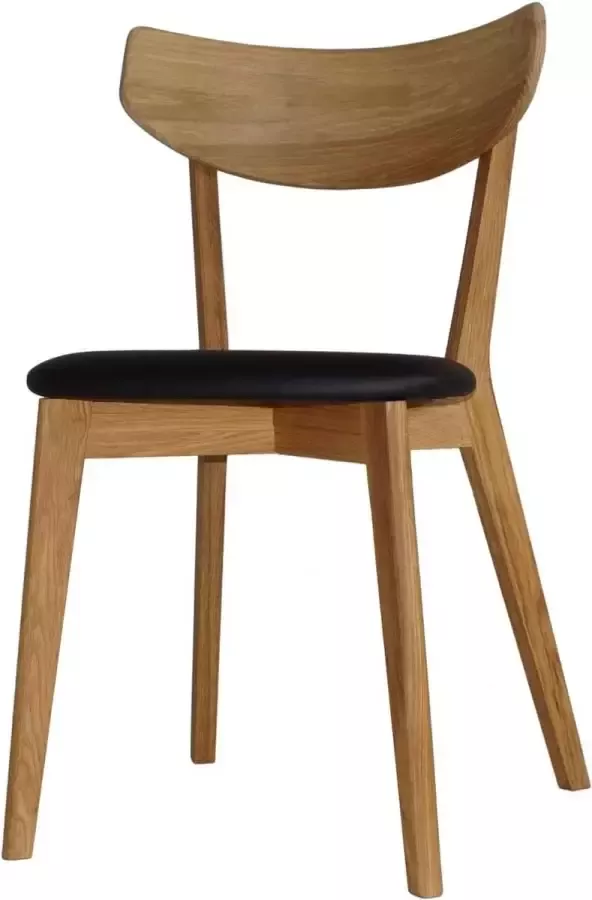 Rowico Home Ami Eetkamerstoel Naturel Eikenhout Met Zwart Zitkussen Kunstleer Houten Eetkamerstoel Scandinavisch Design