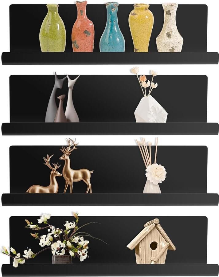 Nordivar Zwart Acryl Wandrek – Ruimtebesparend – Boeken & Foto s – Woondecoratie – Geschikt voor Keuken Badkamer Kantoor Woonkamer