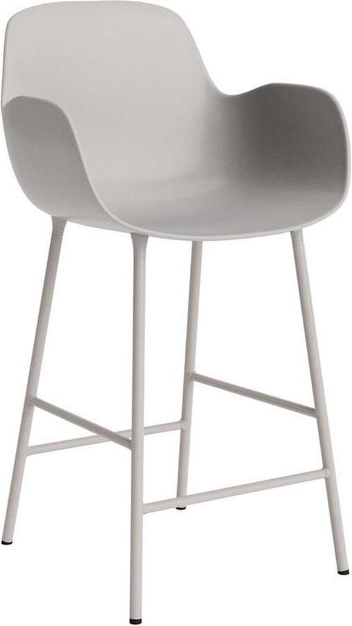Normann Copenhagen Form Barkruk High 65 cm met Armleuning Staal Warm Grijs