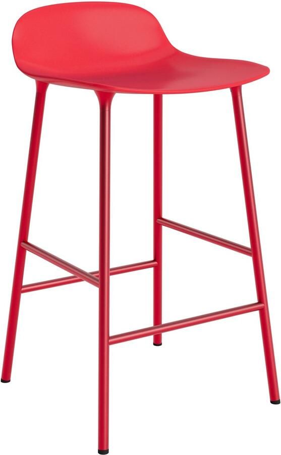 Normann Copenhagen Form Barstool Barkruk 65 Cm Met Stalen Onderstel Felrood