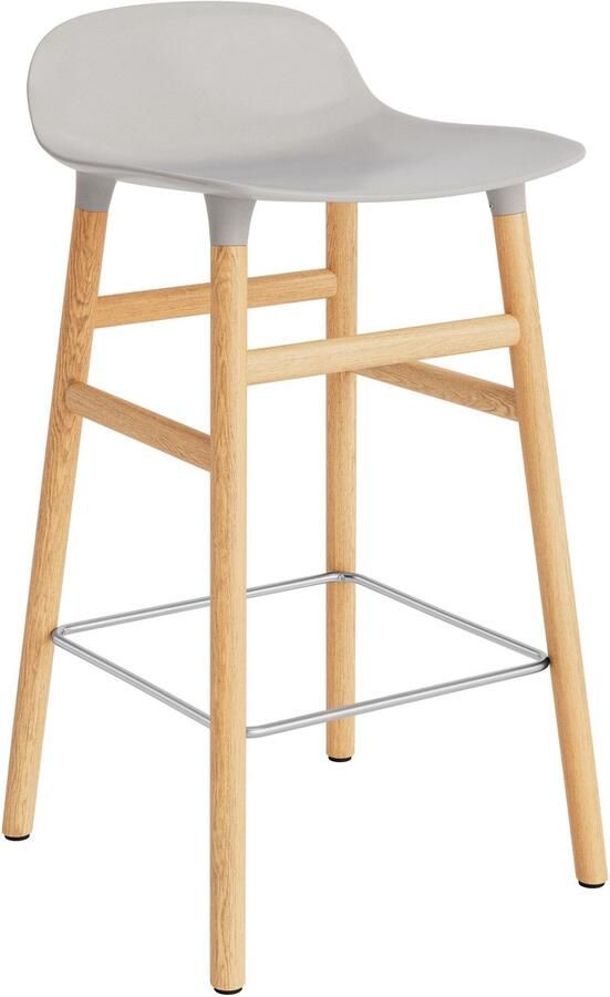 Normann Copenhagen Form Barstool Barkruk 65cm Met Eiken Onderstel Warm Grijs