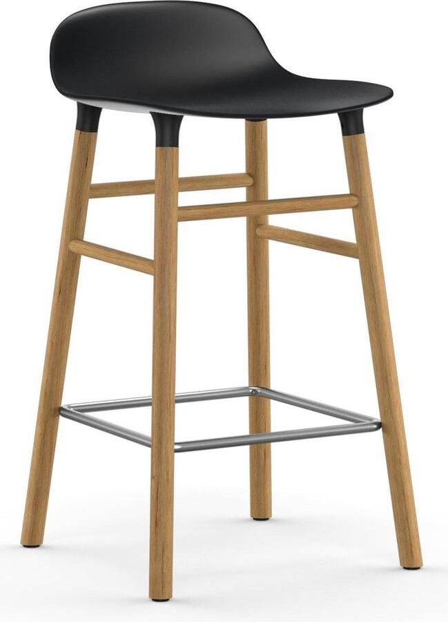 Normann Copenhagen Form Barstool Barkruk 65cm Met Eiken Onderstel Zwart