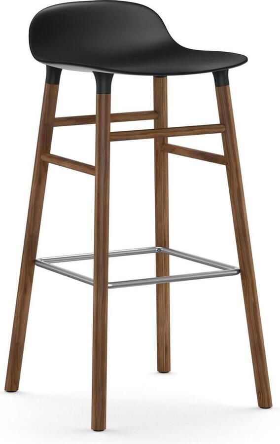 Normann Copenhagen Form Barstool Barkruk 75cm Met Walnoten Onderstel Zwart