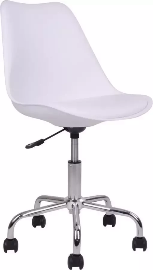 Hioshop Stan bureaustoel in wit met chromen poot. - Foto 1