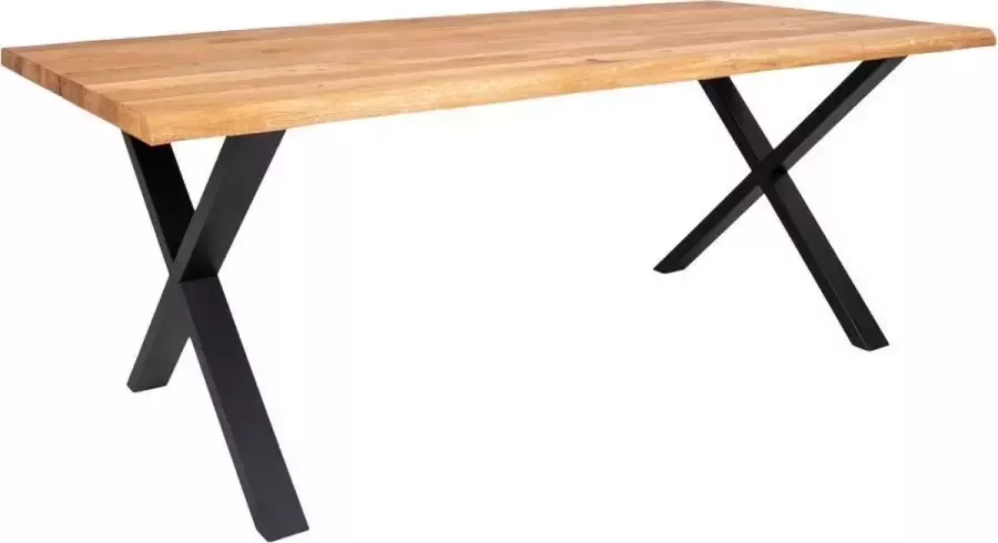 House Nordic Tony eetkamertafel 95x200 cm met golvende rand eiken zwarte poten