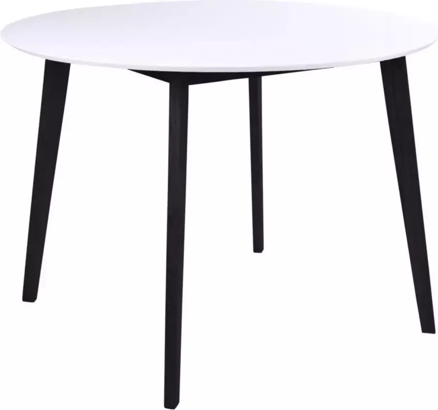 Hioshop Voma eethoek 1 eettafel en 4 stoelen donker bruin en wit.