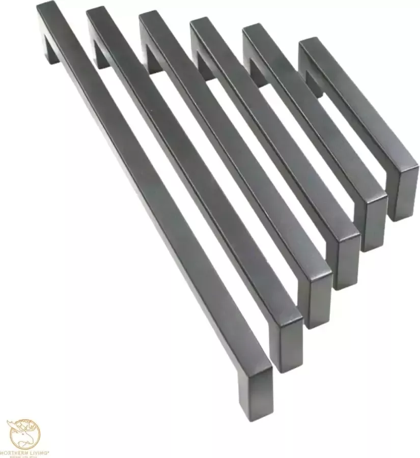 Northern Living Northern Living Handgreep Donkergrijs Chique dark Grey 160mm 12 stuks Handgrepen voor deurtjes Handgrepen keukenkastjes Handgreep badkamer Industriële Deurgrepen Chique Grey Lades Handvatten 160 mm Inclusief schroeven - Foto 3