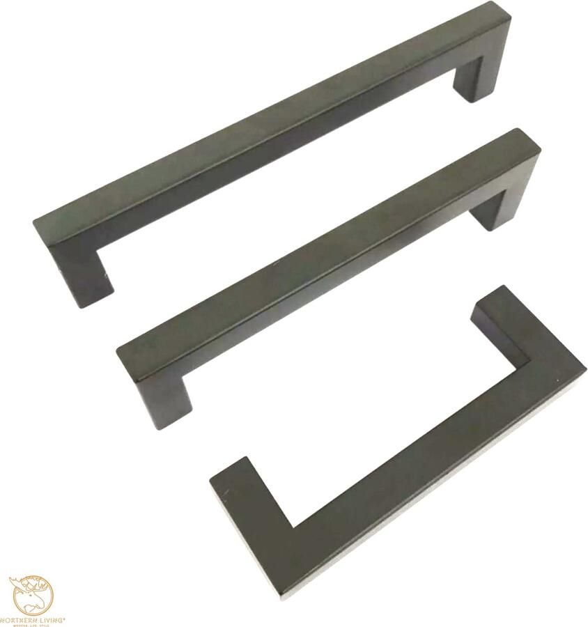 Northern Living Northern Living Handgreep Donkergrijs Chique dark Grey 128mm 24 stuks Handgrepen voor deurtjes Handgrepen keukenkastjes Handgreep badkamer Industriële deurgrepen Lades Handvatten Vierkant 128 mm Inclusief schroeven - Foto 2