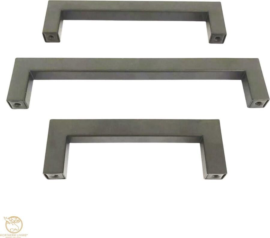 Northern Living Northern Living Handgreep Donkergrijs Chique dark Grey 160mm 12 stuks Handgrepen voor deurtjes Handgrepen keukenkastjes Handgreep badkamer Industriële Deurgrepen Chique Grey Lades Handvatten 160 mm Inclusief schroeven - Foto 2