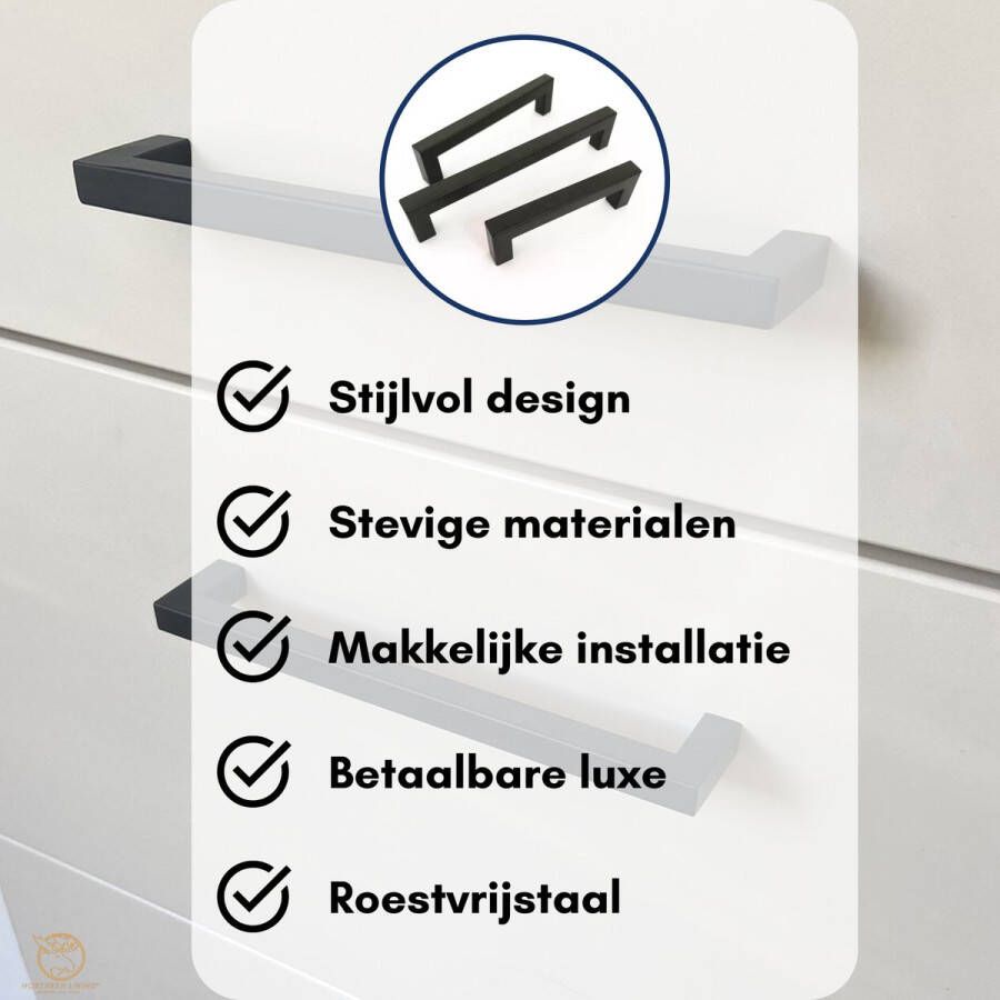 Northern Living Northern Living Handgreep Donkergrijs Chique dark Grey 160mm 15 stuks Handgrepen voor deurtjes Handgrepen keukenkastjes Handgreep badkamer Industriële Deurgrepen Mat zwart decoratief Lades Handvatten 160 mm Inclusief schroeven