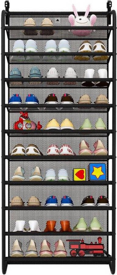 Northix Hangend Schoenenrek voor Deur 10 Planken
