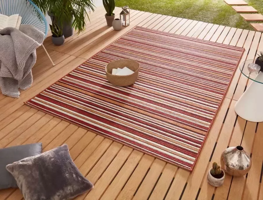 Northrugs Binnen & buiten vloerkleed Bamboo rood oranje 200x290 cm