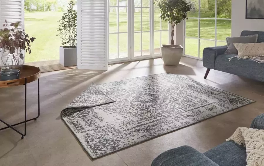 Northrugs Binnen & buiten vloerkleed Danao grijs crème 80x150 cm