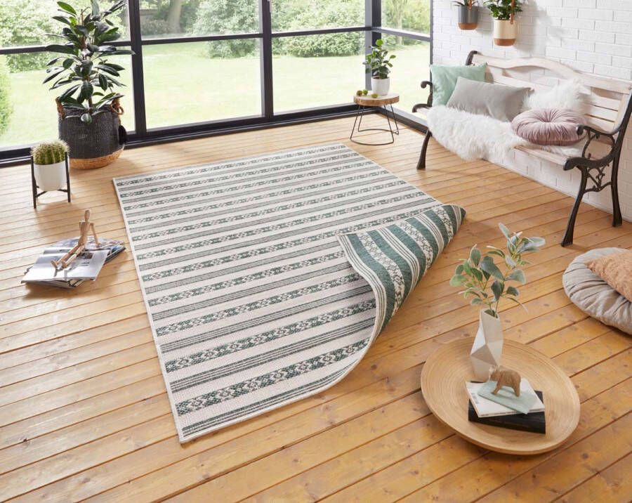 Northrugs Binnen & buiten vloerkleed Fiji groen crème 80x150 cm