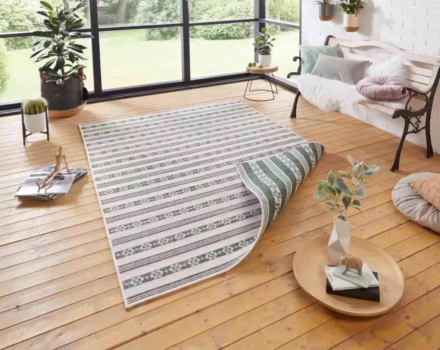 Northrugs Binnen & buiten vloerkleed Fiji groen crème 80x150 cm