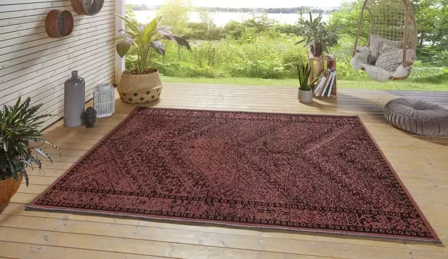 Northrugs Binnen & buiten vloerkleed Mardin rood zwart 200x290 cm