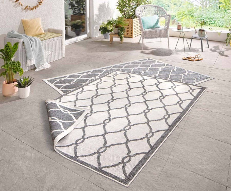 Northrugs Binnen & buiten vloerkleed Rimini grijs crème 80x150 cm