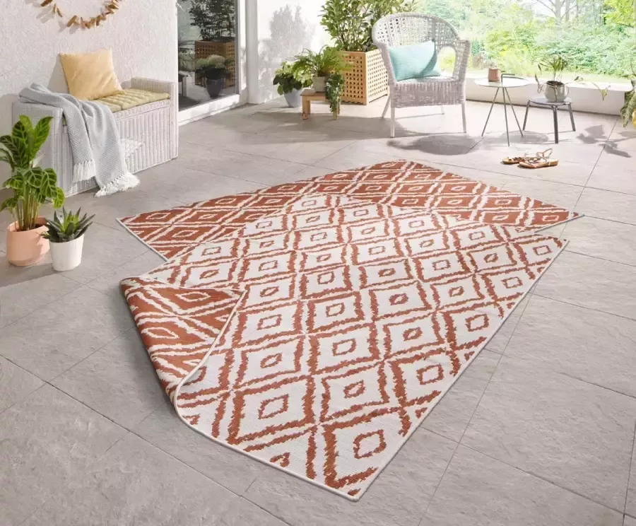 Northrugs Binnen & buiten vloerkleed ruiten Rio terra crème 120x170 cm