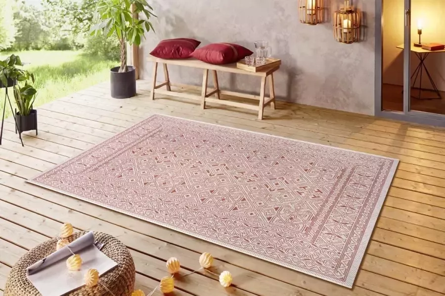 NORTHRUGS Vloerkleed Cuadrado Platweefsel grafisch design afgehecht robuust gemakkelijk in onderhoud - Foto 3