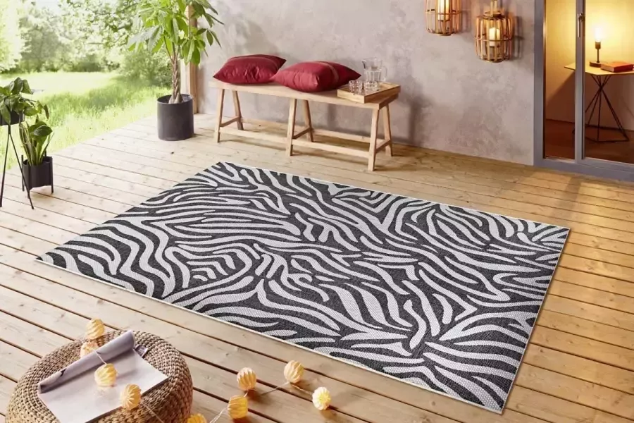 NORTHRUGS Vloerkleed Cebra Platweefsel zebradessin afgehecht robuust gemakkelijk in onderhoud - Foto 2