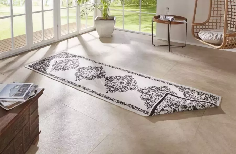 Northrugs Loper binnen & buiten Cofete zwart crème 80x250 cm
