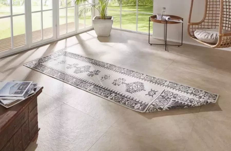 Northrugs Loper binnen & buiten Duque grijs crème 80x350 cm