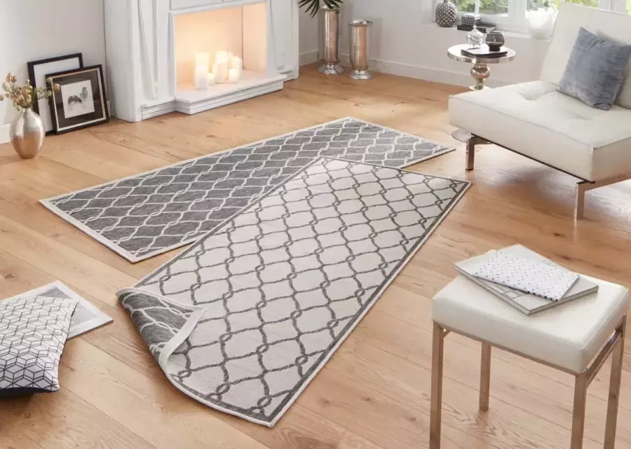 Northrugs Loper binnen & buiten Rimini grijs crème 80x350 cm