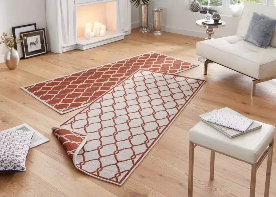 Northrugs Loper binnen & buiten Rimini terracotta crème 80x350 cm