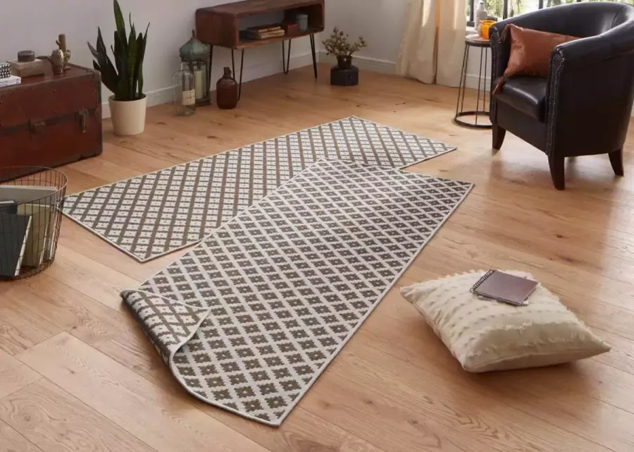 NORTHRUGS Vloerkleed Nizza Geschikt voor binnen en buiten robuust gemakkelijk in onderhoud platweefsel keerbaar