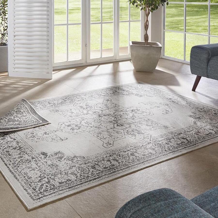 NORTHRUGS Vloerkleed Borbon tweezijdig te gebruiken kleed Geschikt voor binnen en buiten weerbestendig balkon tuin woonkamer waterbestendig