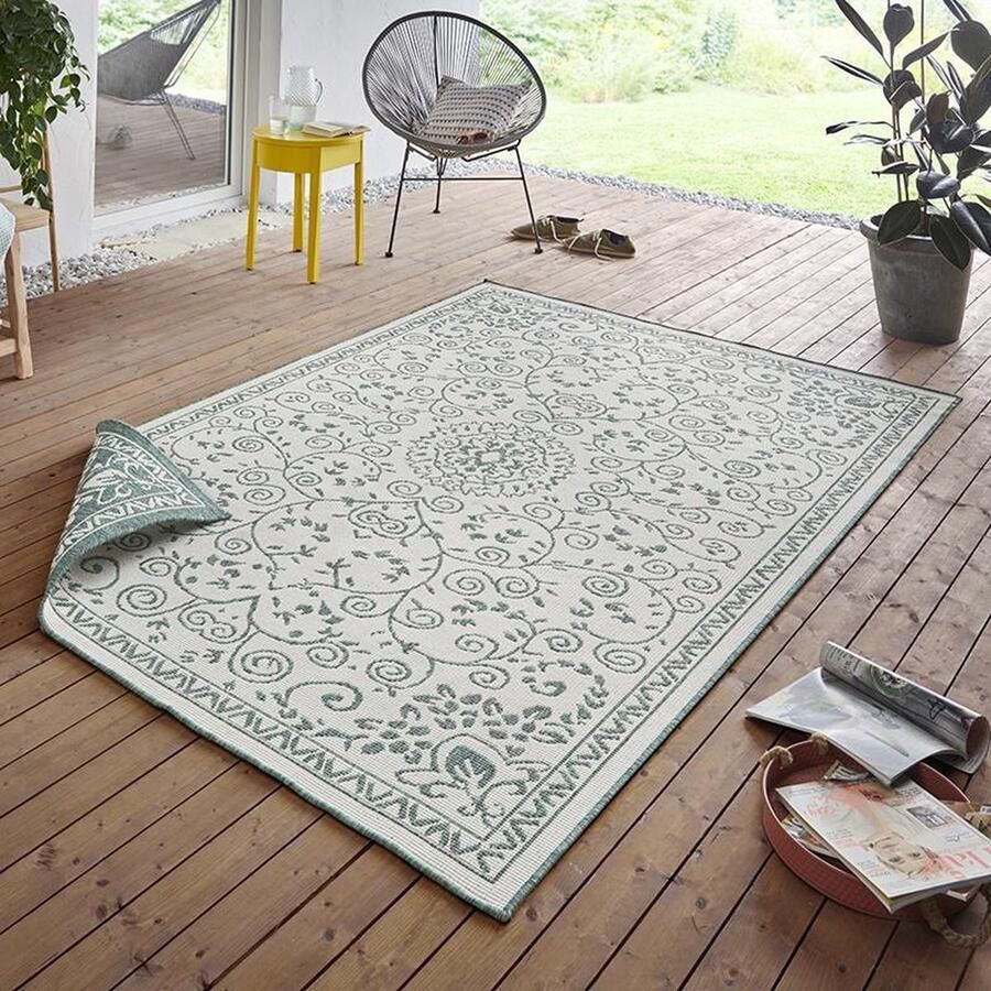 HANSE Home Vloerkleed LEYTE tweezijdig te gebruiken kleed In- & outdoor vloerkleed vintage weerbestendig balkon tuin woonkamer