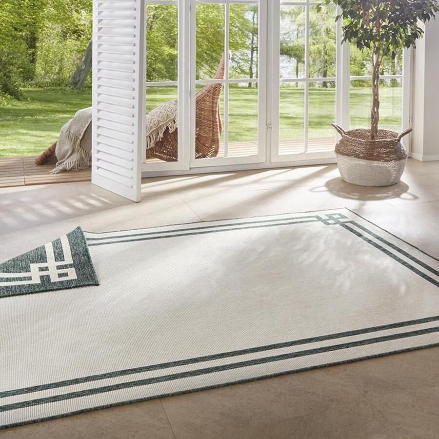 Northrugs Binnen & buiten vloerkleed Manito groen crème 160x230 cm