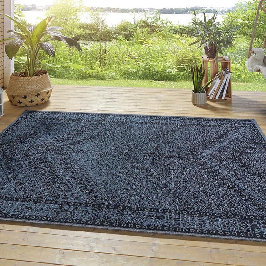Northrugs Binnen & buiten vloerkleed Mardin blauw zwart 140x200 cm