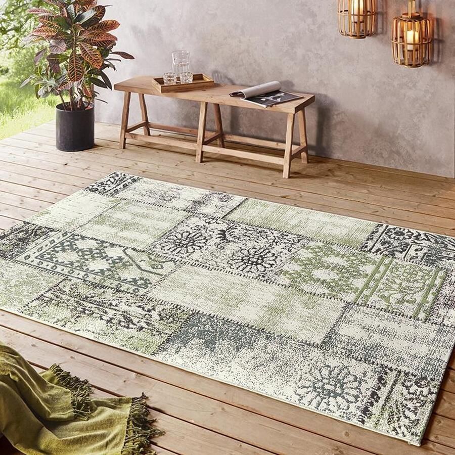 NORTHRUGS Vloerkleed Symi Binnen- en buitengebruik kortpolig loper vintage woonkamer buitenruimte