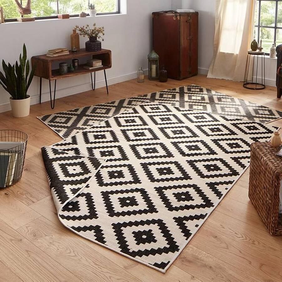 HANSE Home Vloerkleed Malta tweezijdig te gebruiken kleed Binnen- en buitengebruik weerbestendig balkon terras ruit loper woonkamer